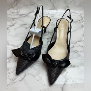 Women’s Nine West Reaba Black Bow Slingback Heels US Size 8,5